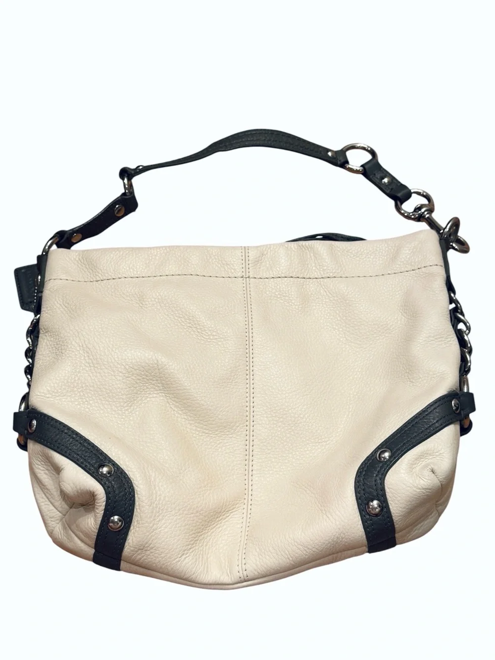 COACH VTG Carly L1073-F15251 Medium hobo Cream + Grey Trim + Silver Hardware Y2K